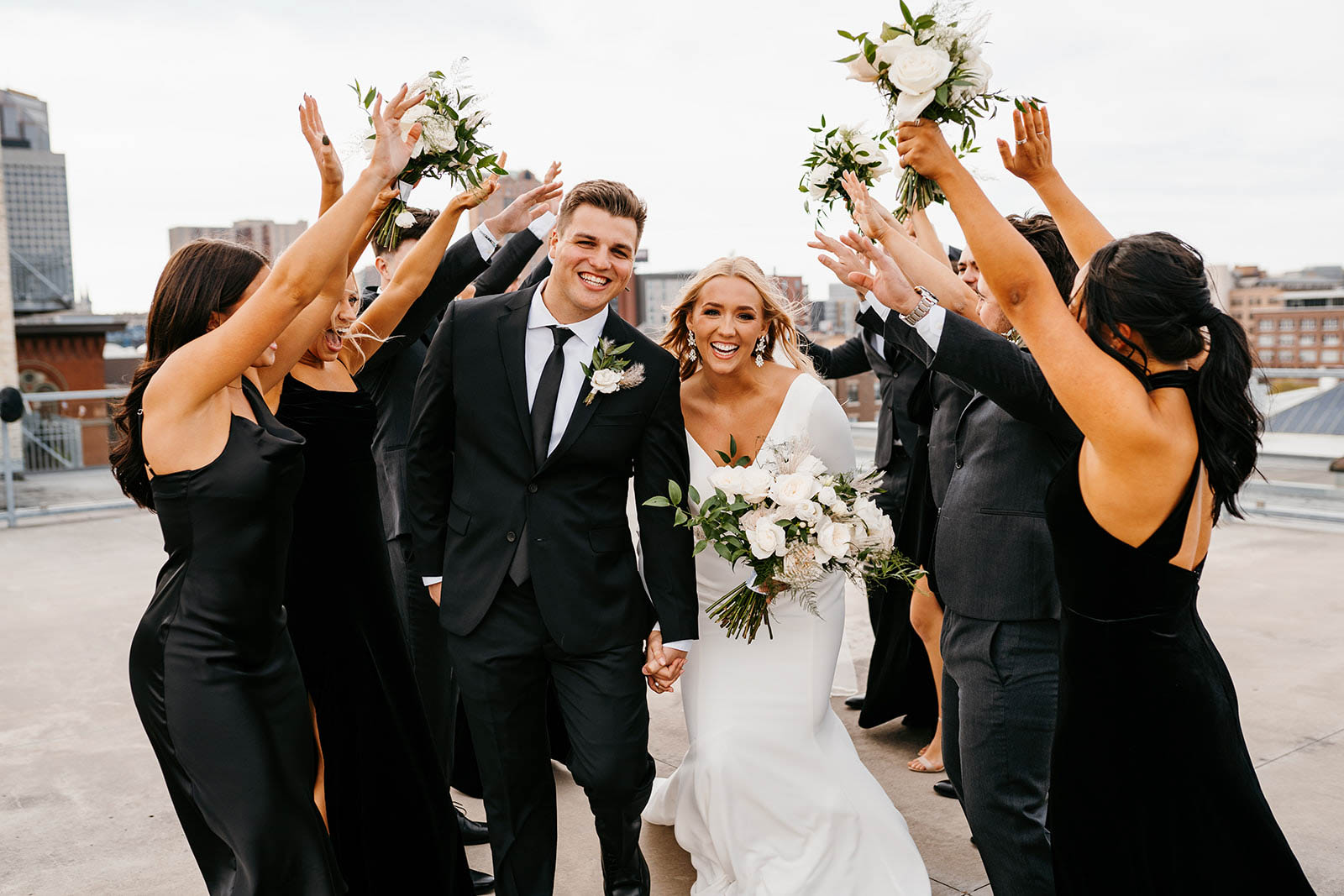 couple and bridal party