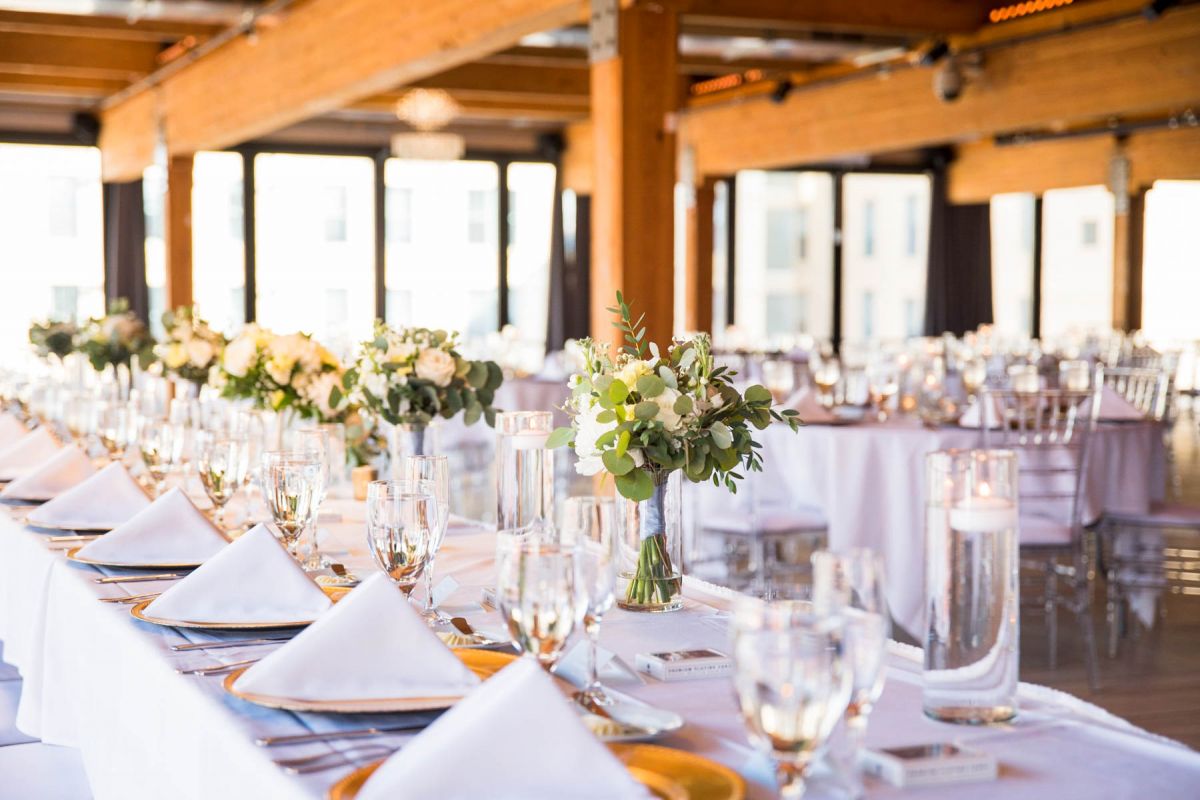 Table setting in ballroom at A'BULAE
