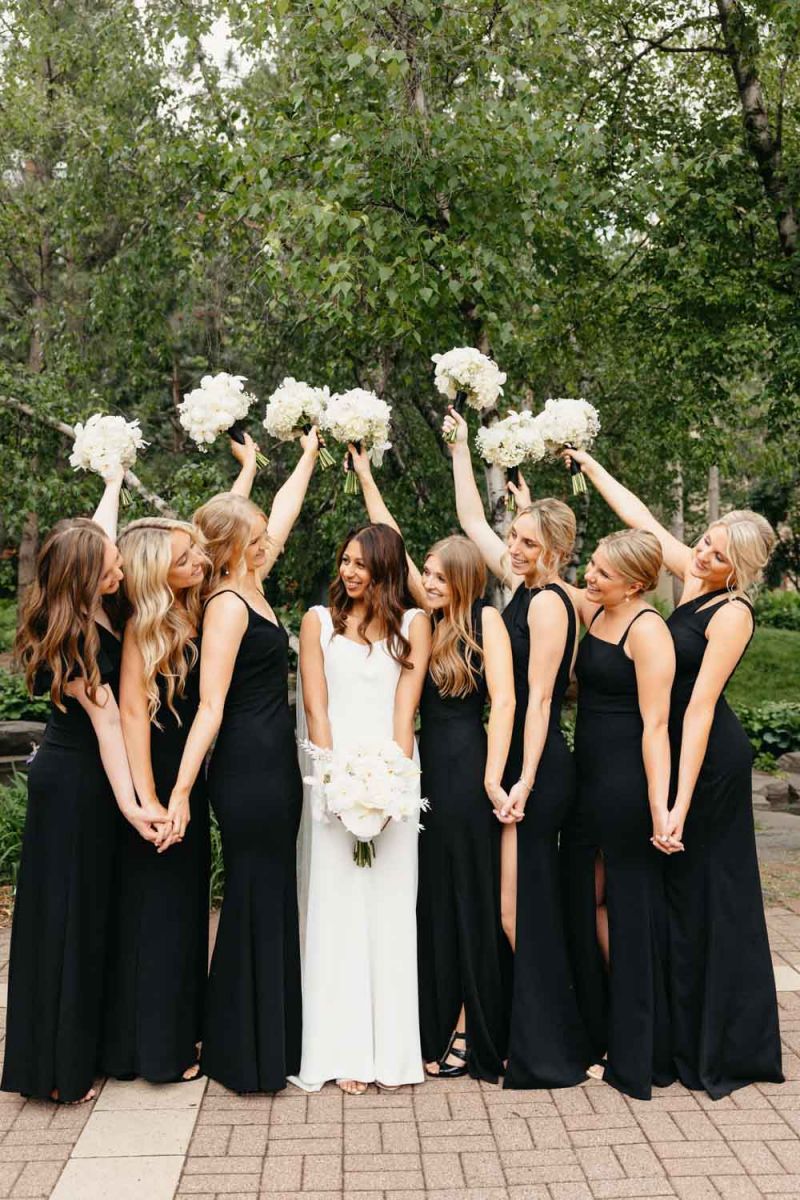 wedding party posing