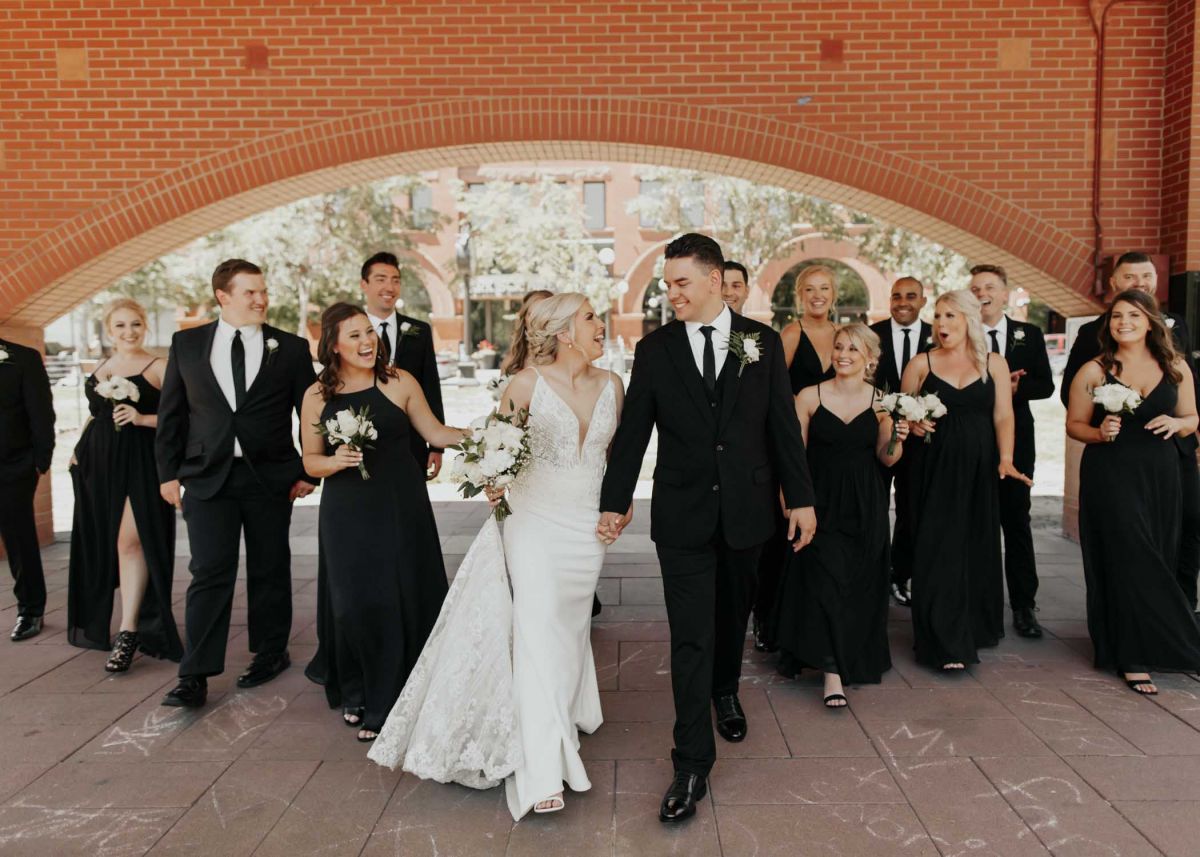 wedding party walking