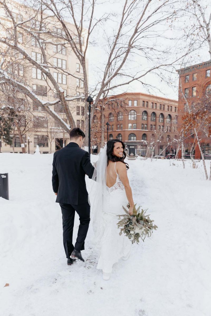 couple walking in snow