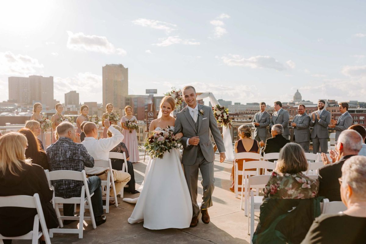 couple walking on rooftop