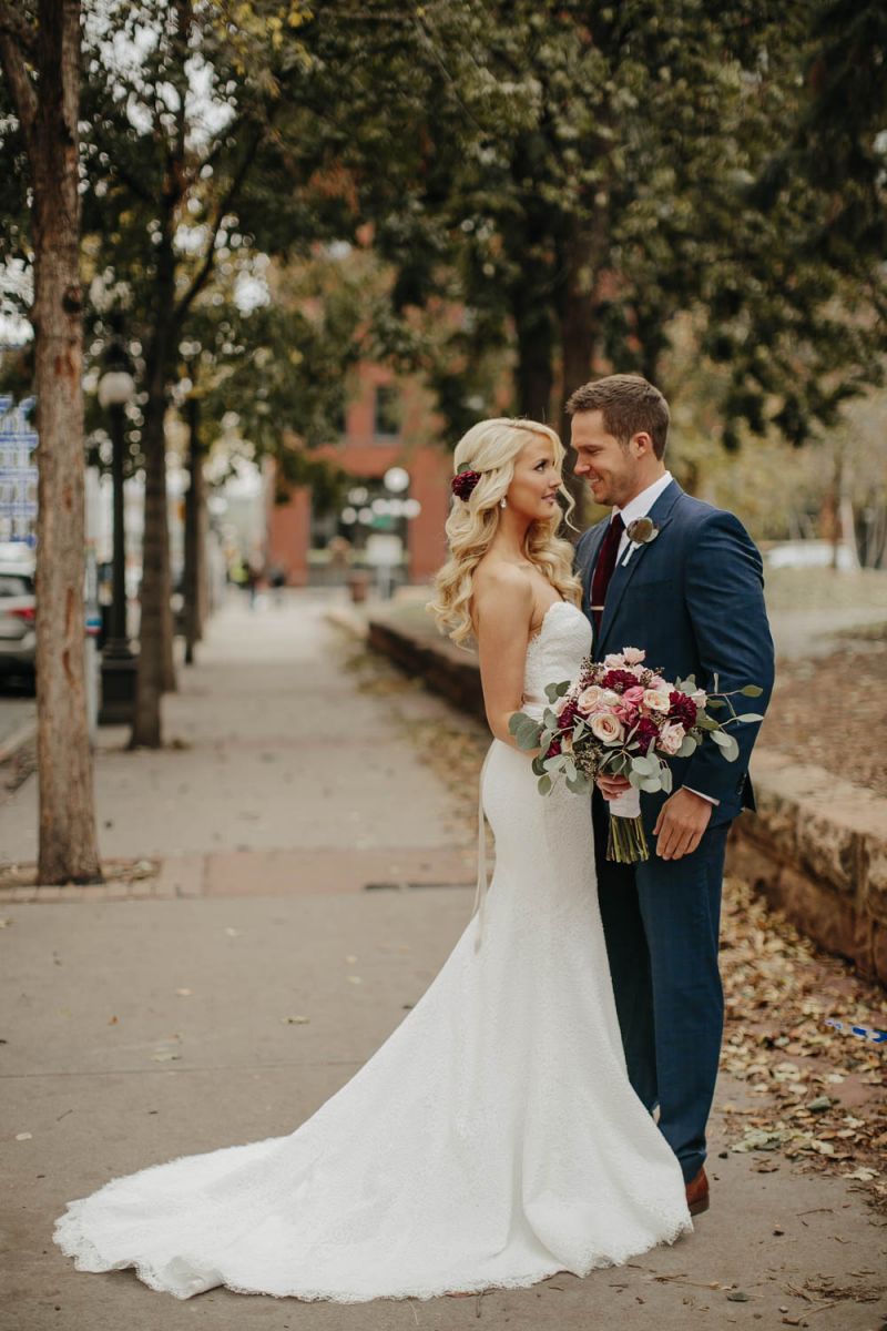 couple posing outside