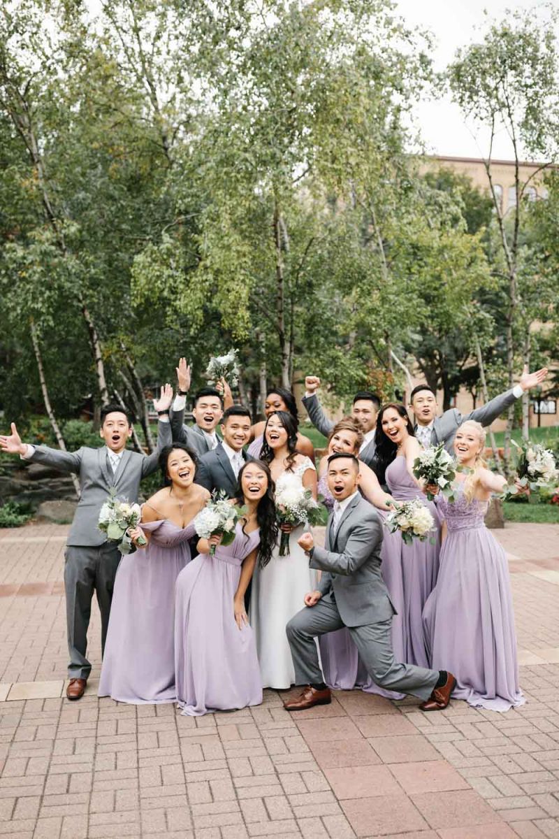 wedding party posing