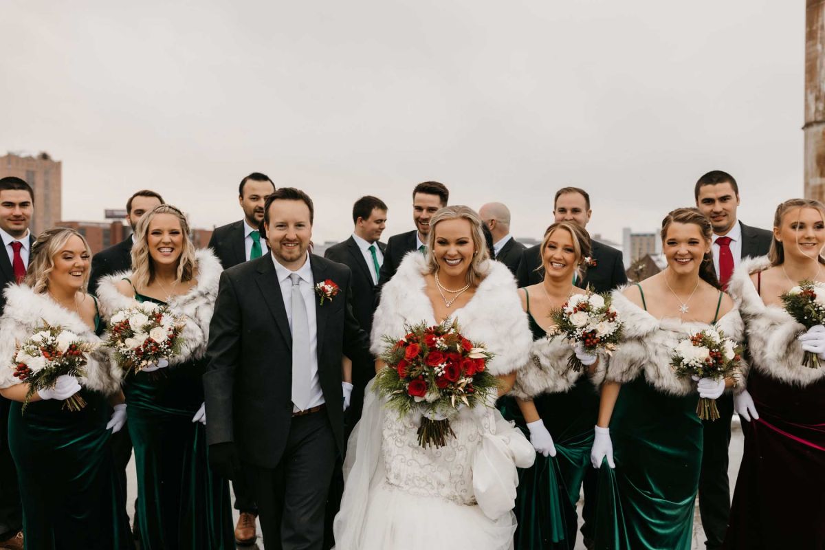 wedding party posing