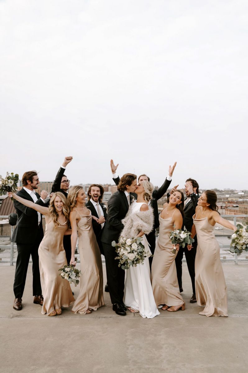 wedding party posing