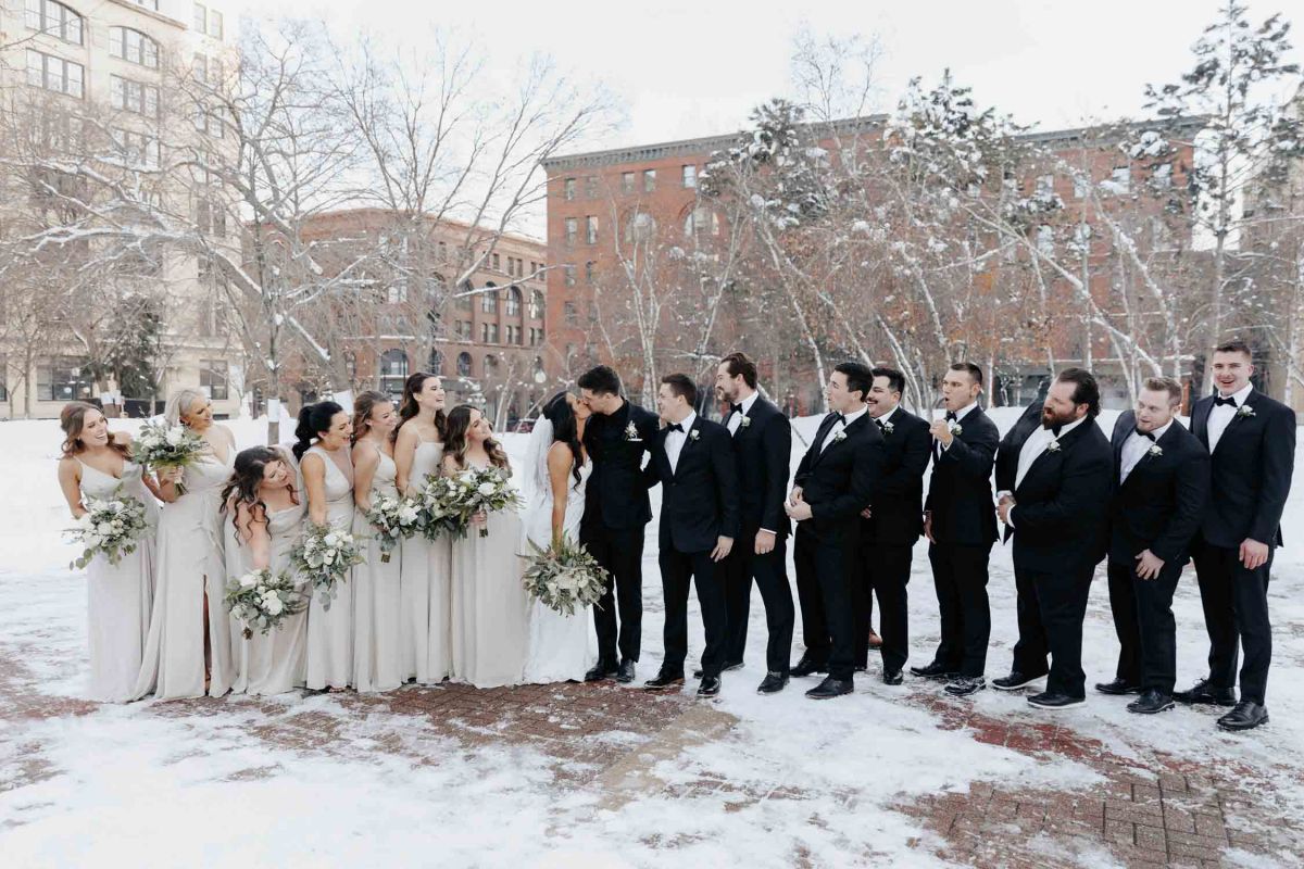 wedding party cheering