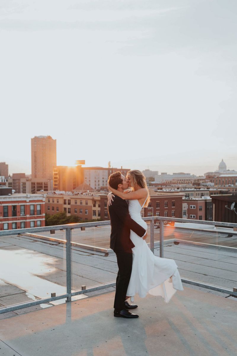 couple posing at sunset