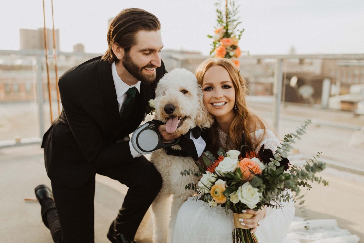 couple with dog