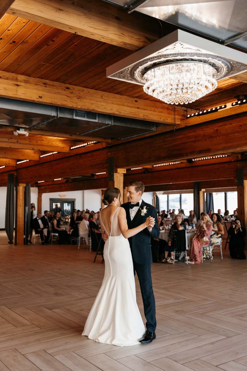 bride and groom dancing