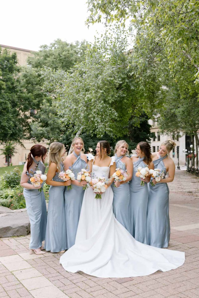 bridesmaids posing