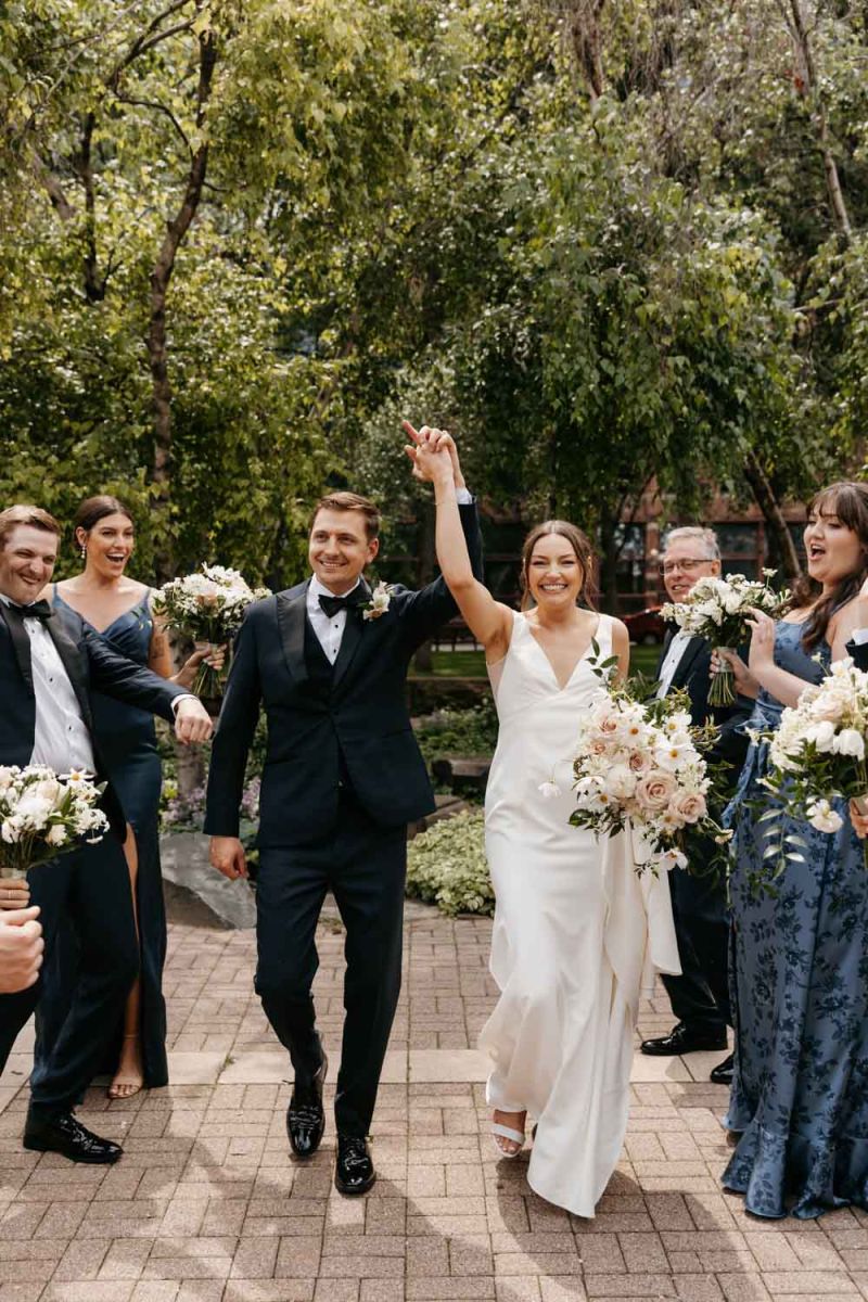 wedding party cheering